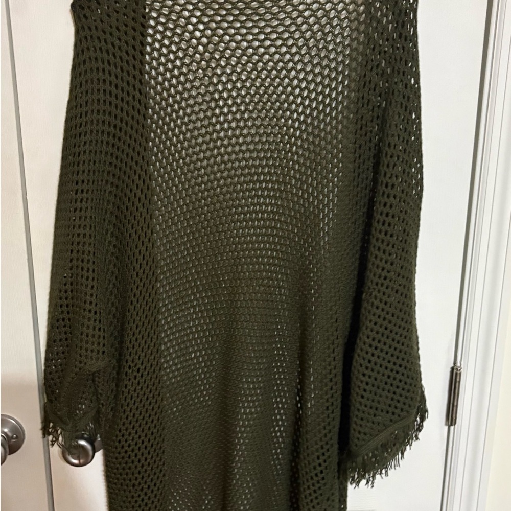Miami Olive Mesh Knit Duster - Plus